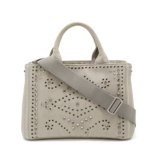 Prada Shoulder Nube Bag studs gray denim beaded Canapa